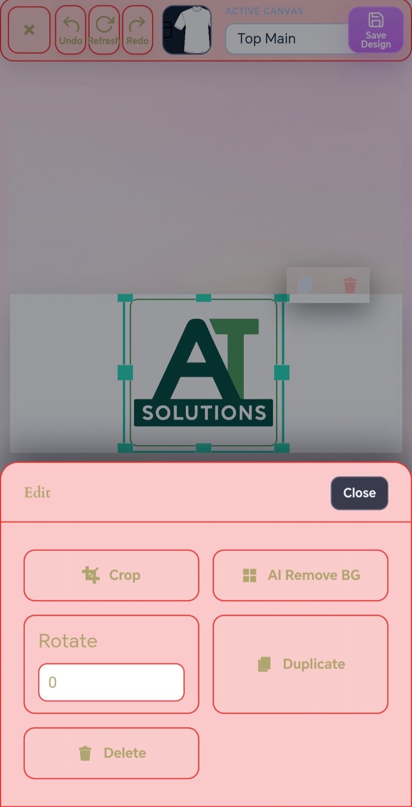 Edit tools crop AI remove background duplicate delete