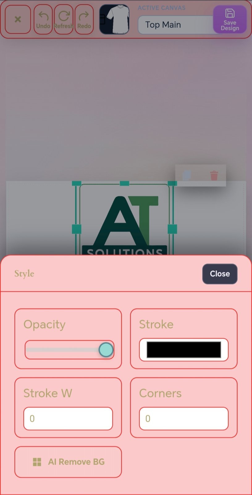 Style tools opacity stroke corners